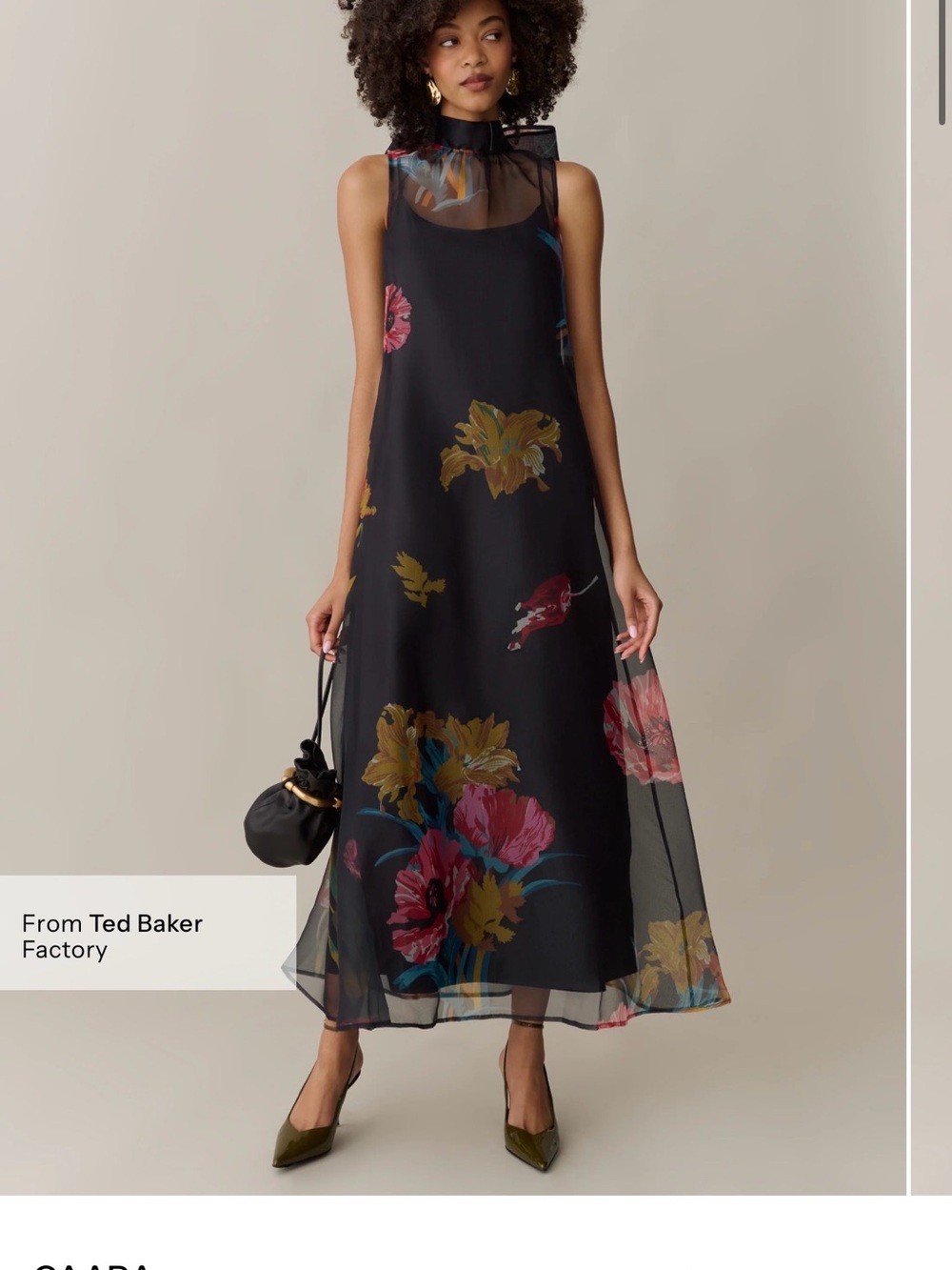Ted Baker Navy Maxi Dress with Pink and Yellow Floral Print